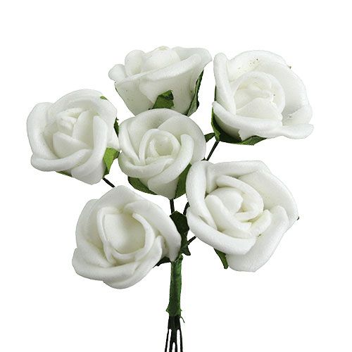 Floristik24 Mini rosas de espuma Ø 1,5cm brancas 72 un