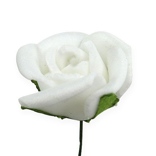 Floristik24 Mini rosas de espuma Ø 1,5cm brancas 72 un