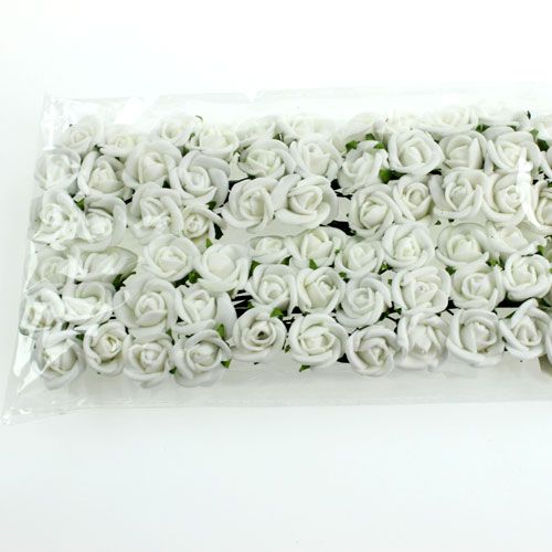 Floristik24 Mini rosas de espuma Ø 1,5cm brancas 72 un
