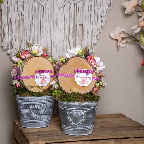 Floristik24 Vaso floreira shabby chic coração de metal Ø17cm A13,5cm