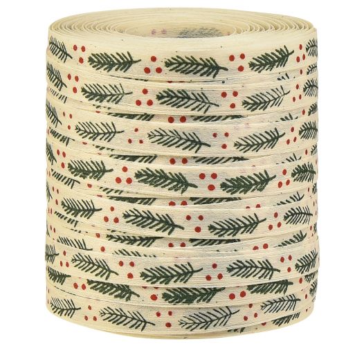 Floristik24 Fita de ondulação sustentável Fita de presente de Natal com verde abeto 10mm 100m