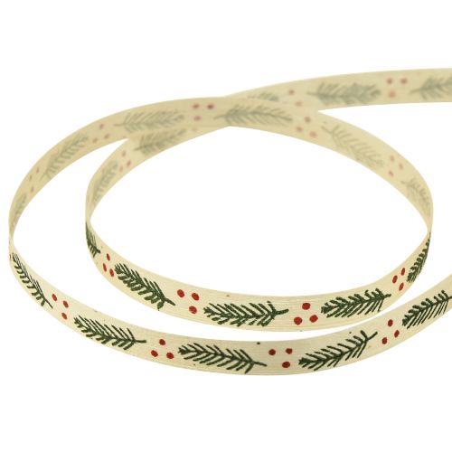 Floristik24 Fita de ondulação sustentável Fita de presente de Natal com verde abeto 10mm 100m