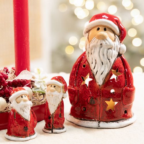 Papai Noel decorativo como porta-velas com estrelas, decoração de mesa, 15 cm | Floristik24.pt