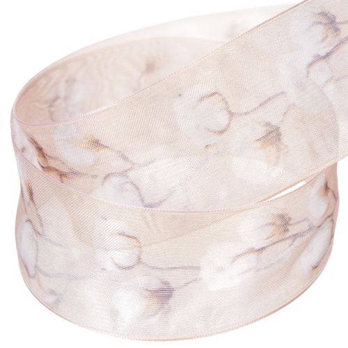 Itens Fita de organza, flores de algodão, fita decorativa, rosa, 40mm, 15m