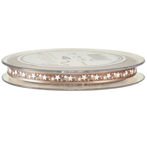 Itens Fita de organza bege com estrelas brancas Fita de Natal 6mm 20m