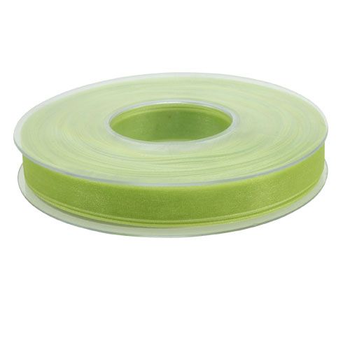 Floristik24 Fita de organza verde claro 15mm 50m