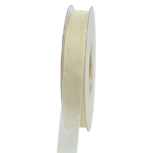 Itens Fita de organza com ourela 1,5cm 50m creme