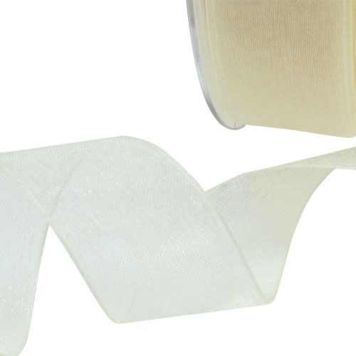 Itens Fita de organza com ourela 2,5cm 50m creme