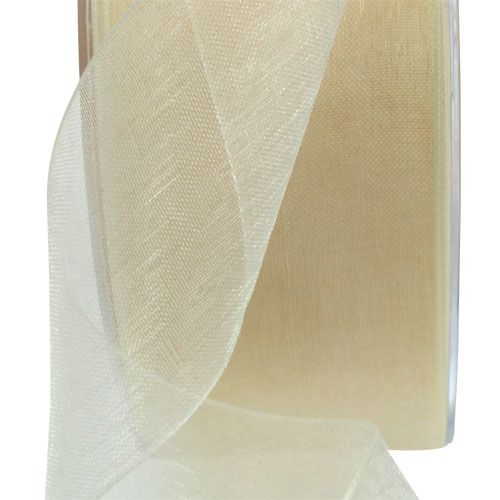 Itens Fita de organza com ourela 4,0cm 50m creme