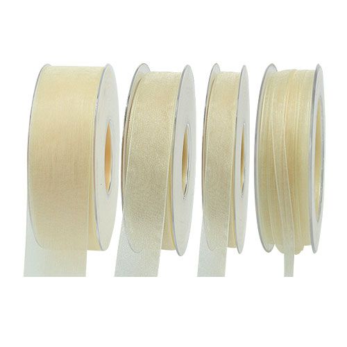 Fita de organza com ourela creme 50m