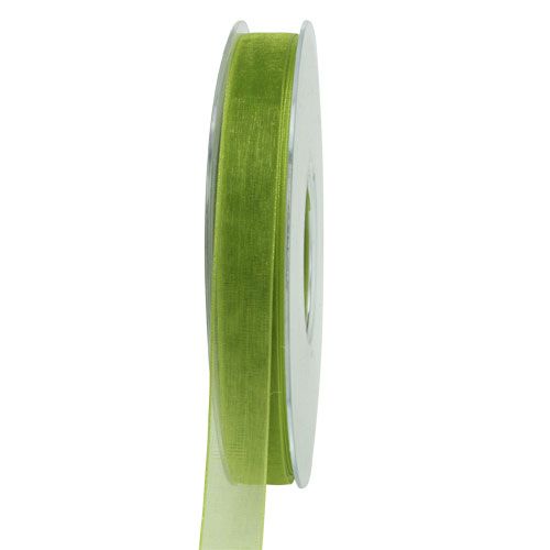 Floristik24 Fita de organza fita de presente verde borda tecida verde oliva 15mm 50m