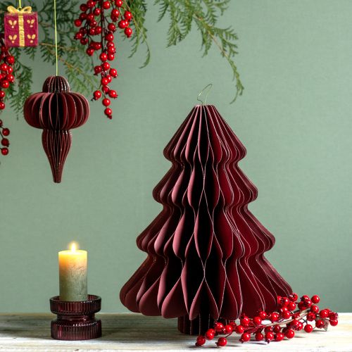 Árvore de Natal de papel para pendurar Bordeaux H40cm 2 unidades