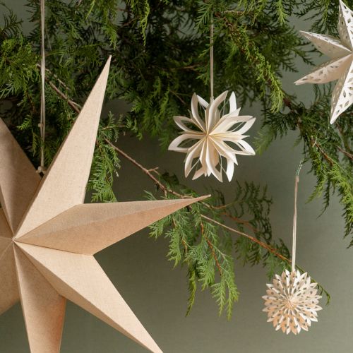 Itens Estrelas de papel para decoração de árvore de Natal estrelas ouro branco Ø15cm 6 peças