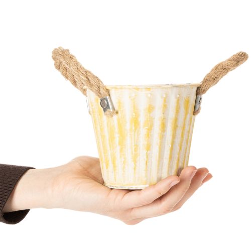 Itens Balde para plantas, vaso de metal com alças, floreira decorativa, rosa/verde/amarelo, estilo shabby chic, Ø12cm, A10cm, conjunto de 3