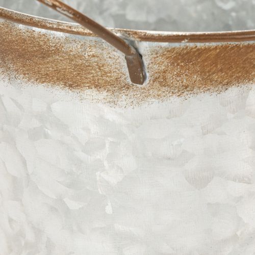 Itens Vaso de metal, floreira, floreira para plantas com alças prateadas, acabamento em aço envelhecido, Ø18cm A20cm