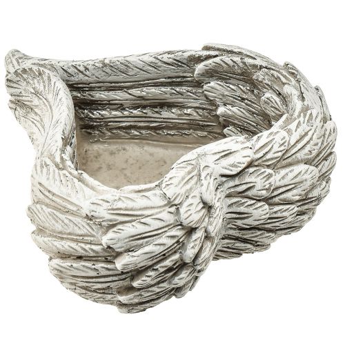 Penas de coração de planta fundidas em pedra coração cinza branco 13 × 12 × 6 cm 2 unidades | Floristik24.pt