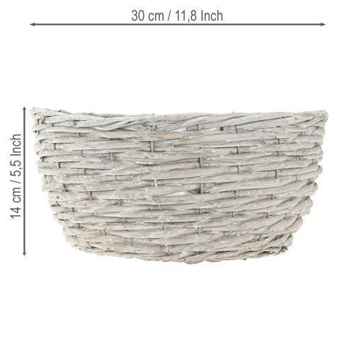 Itens Cesta para plantas redonda de vime branco-cinza Ø30/25/20cm conjunto de 3
