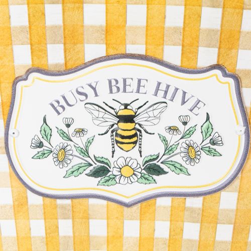 Itens Vaso oval para plantas com desenho de abelha, padrão xadrez, decoração de verão, floreira, 38×24×29cm