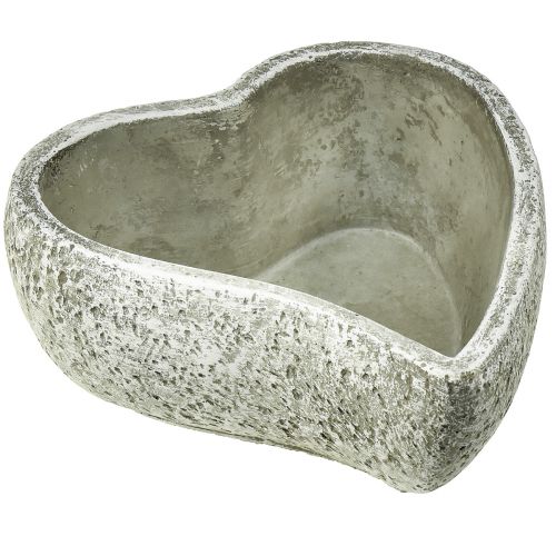 Floristik24 Tigela de planta coração túmulo decoração planta coração cinza branco 18×19cm Alt.7,5cm