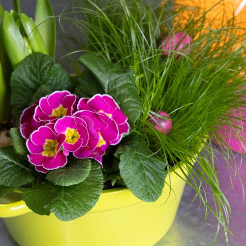 Itens Vaso de metal para plantas, decoração de primavera para sala de estar, 25 cm, conjunto de 3 peças.