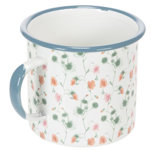 Itens Vaso de plantas esmaltado, copo decorativo com motivos florais, Ø11cm