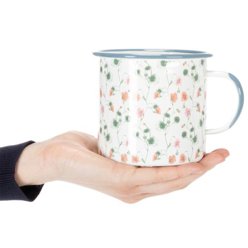 Itens Vaso de plantas esmaltado, copo decorativo com motivos florais, Ø11cm
