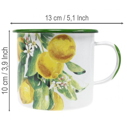 Itens Vaso de plantas esmaltado, vaso decorativo com ramo de limão, floreira em estilo mediterrâneo Ø9,5cm A10cm