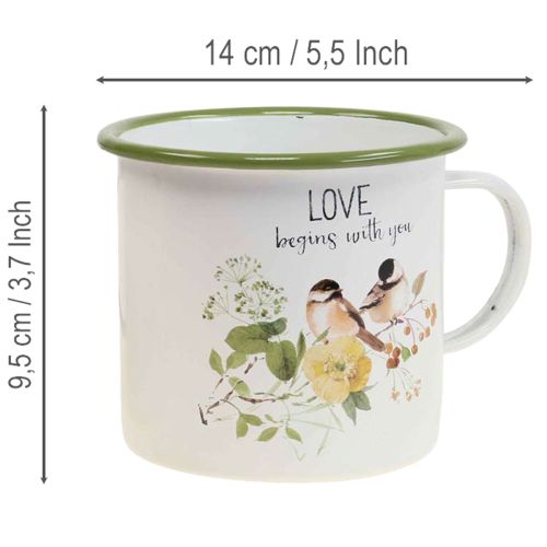 Itens Vaso de esmalte para plantio, com inscrição, Ø11cm