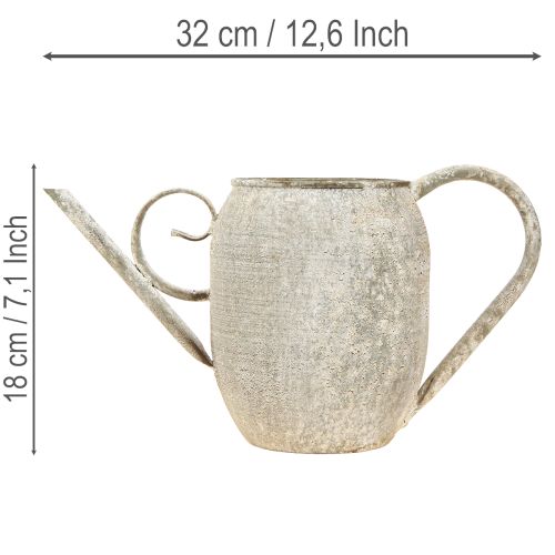 Vaso de metal vintage para plantas/regador, decoração antiga para jardim, 32x10,5x18cm | Floristik24.pt