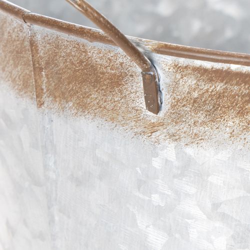 Itens Vaso de plantas com alças, tigela decorativa com acabamento enferrujado, recipiente de metal prateado Ø26cm A25,5cm