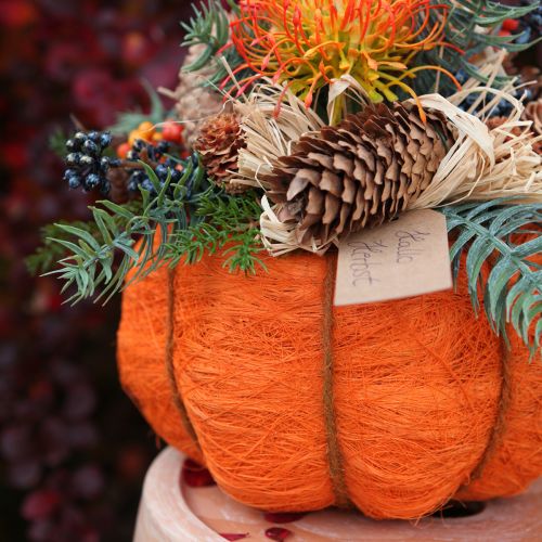 Itens Vaso de abóbora decoração laranja/amarelo-verde sisal Ø21cm H12cm