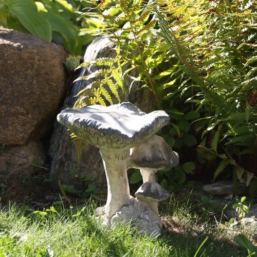 Itens Decoração cogumelo pedra fundida cinza branco lavado 21,5×18×22cm