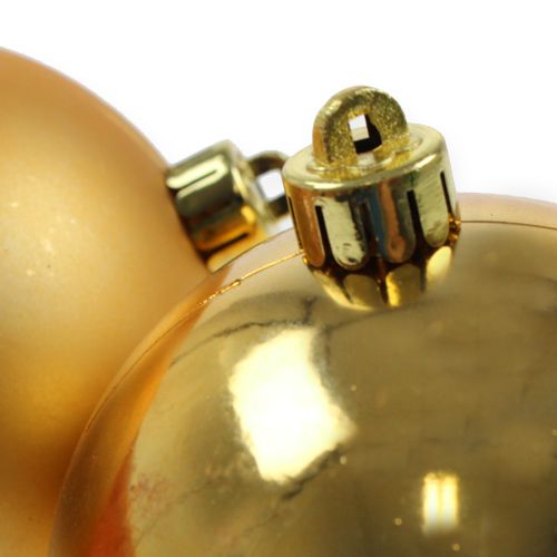 Itens Bolas de árvore de Natal de plástico dourado 8 cm 6 unidades