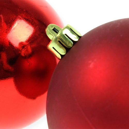 Itens Bolas de árvore de natal de plástico vermelho 8cm 6uds