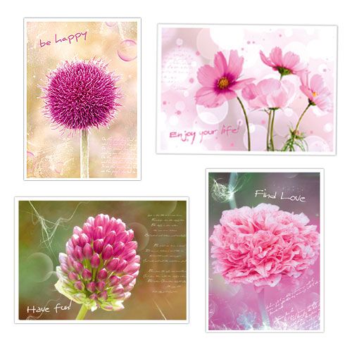 Floristik24 Cartões postais com classificação de motivos florais. 4 PCS