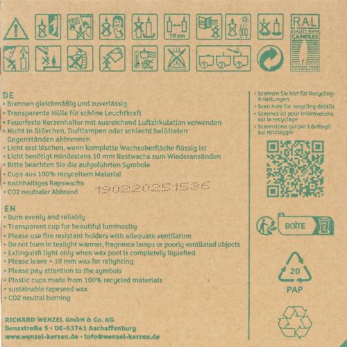 Itens Velas Tealight PURE Nature Lights, Cera de Colza Natural, Tempo de queima: 7 horas, 18 unidades