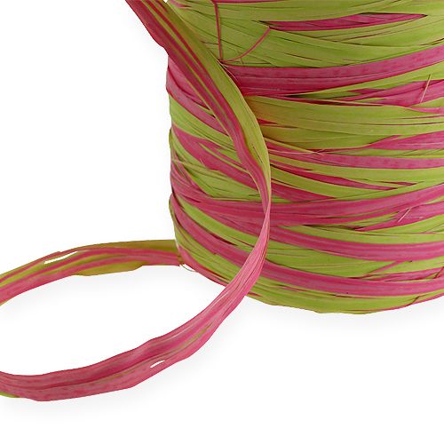 Floristik24 Fita de ráfia bicolor maçã verde-rosa 200m