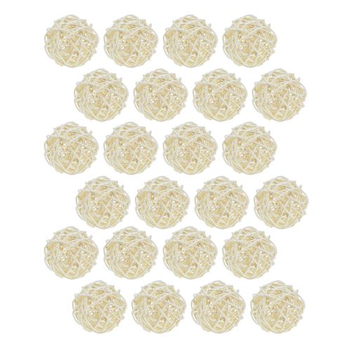 Bolas decorativas de mesa em rattan branqueado, rattan cor creme, Ø5cm, 24 peças | Floristik24.pt