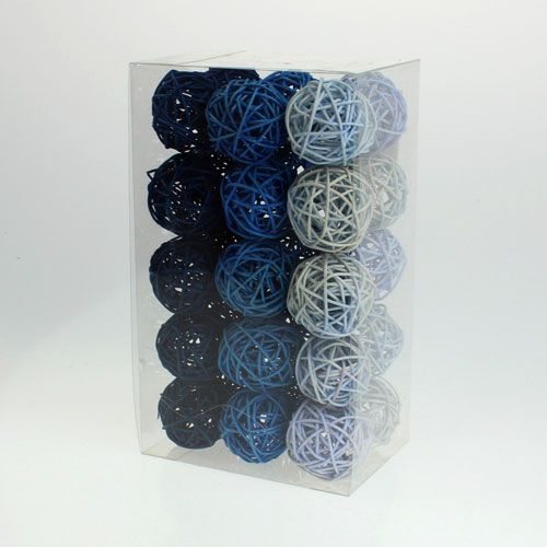 Floristik24 Bola de rattan azul claro, azul, azul escuro 30pcs.