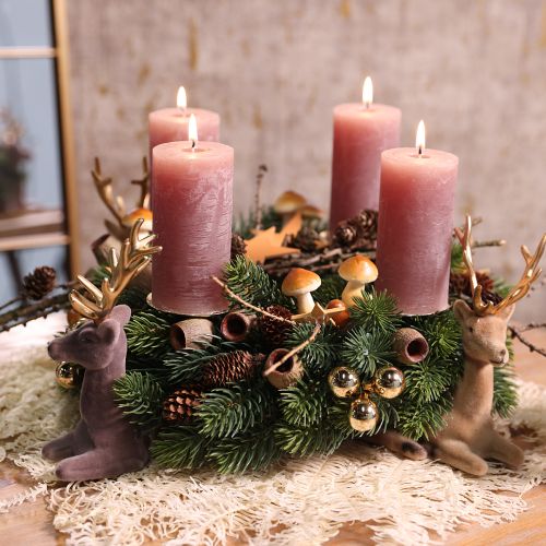 Itens Decoração de veado sentado flocado cinza dourado 15×6×15,5cm 3 peças