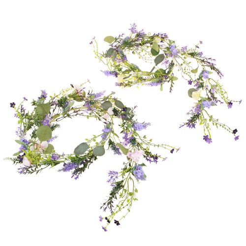 Itens Guirlanda de flores romântica em roxo rosa branco L194cm 2 unidades