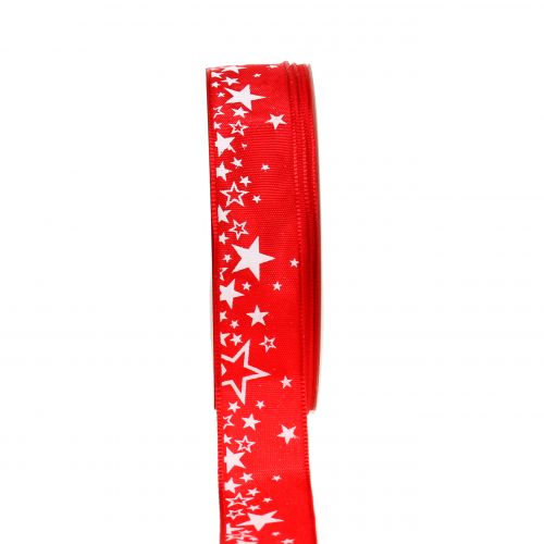 Floristik24 Fita de Natal com estrela vermelha 25mm 25m