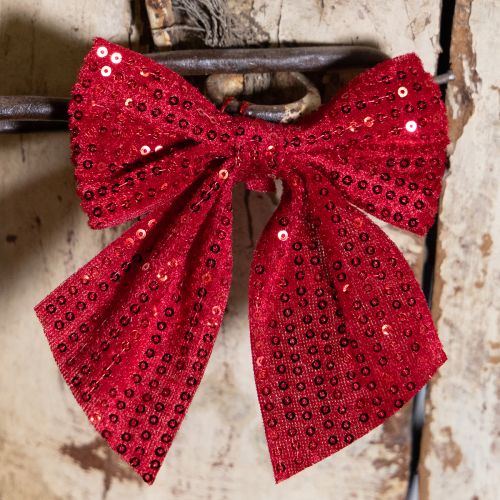 Itens Laços de veludo vermelho, laços de presente com lantejoulas, 12 cm, 4 peças