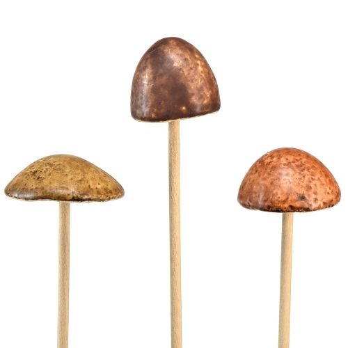 Itens Cogumelos de cerâmica rústicos em um palito - decoração atmosférica de outono 4 cm 6 unidades