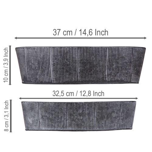 Itens Tigela oval de metal, preta/cinza, estilo vintage, 32,5/37 cm, conjunto de 2