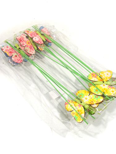 Floristik24 Padrão de flores de borboletas de madeira em fio-máquina 6cm 12pcs