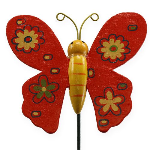 Floristik24 Borboletas coloridas em uma vara 7cm 24pcs