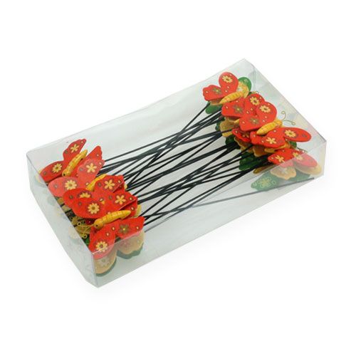 Floristik24 Borboletas coloridas em uma vara 7cm 24pcs