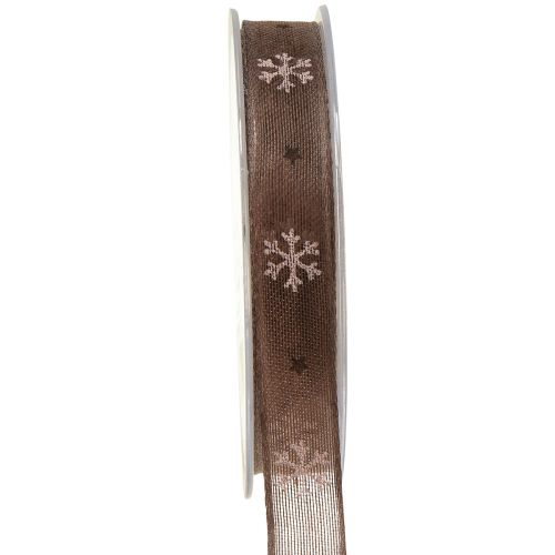 Itens Fita decorativa floco de neve com fio marrom rosa W15mm L15m