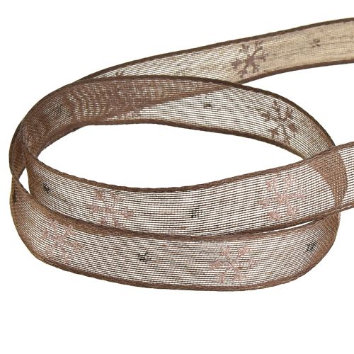 Itens Fita decorativa floco de neve com fio marrom rosa W15mm L15m